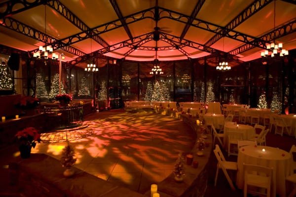 Amber lighting under a timber ceiling